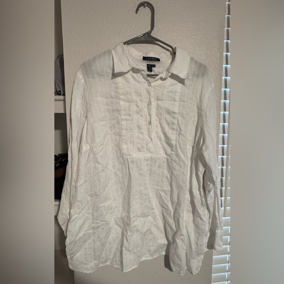 Ralph Lauren White Linen-Cotton Shirt Size 2X - Picture 1 of 3
